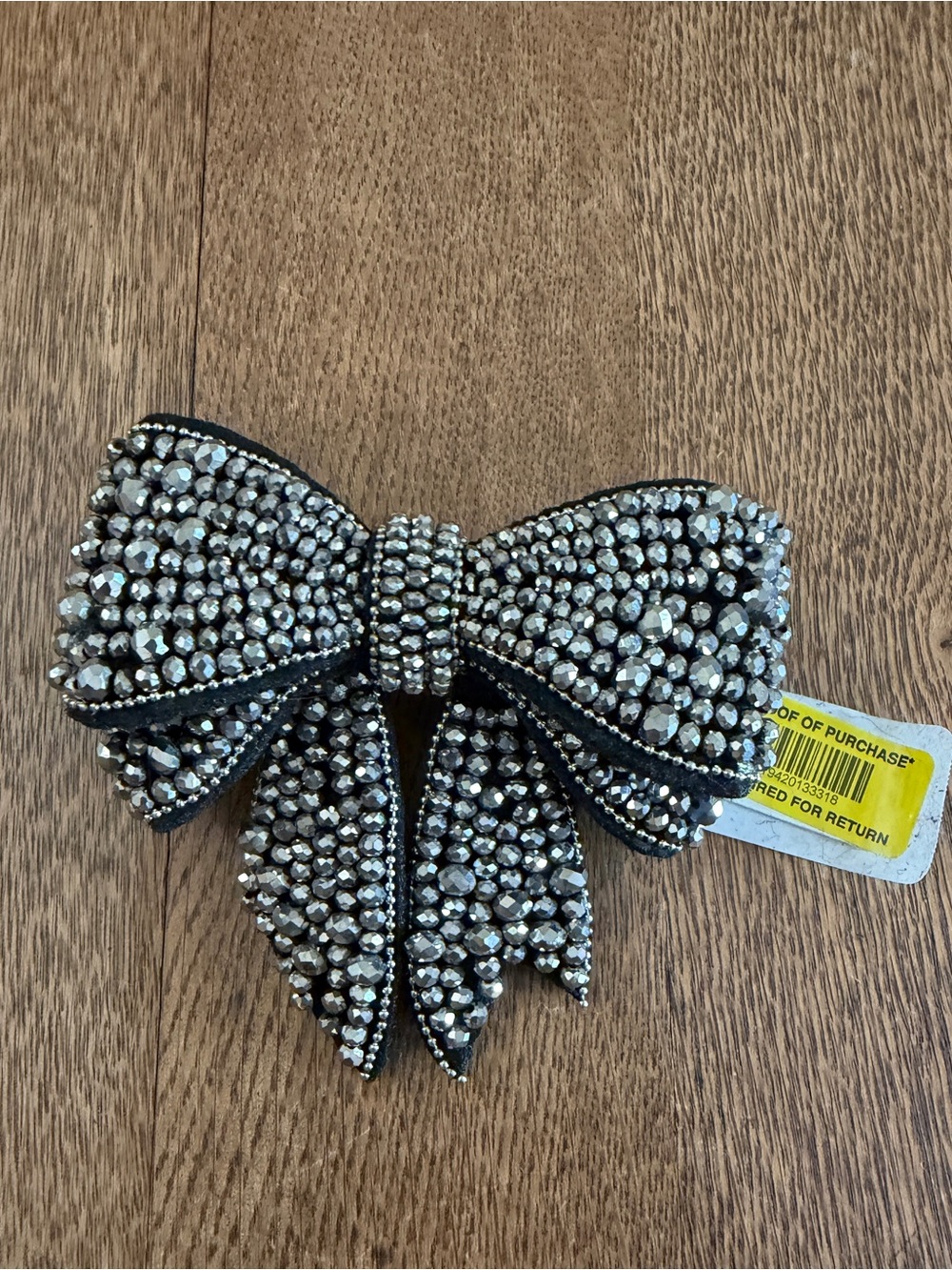Anna & Ava Black Bow Hair Clip with Silver Crystals